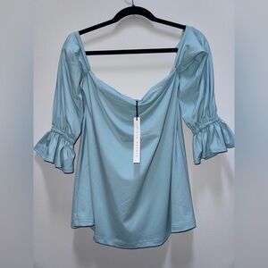 Susana Monaco Blue Off-Shoulder Top NWT